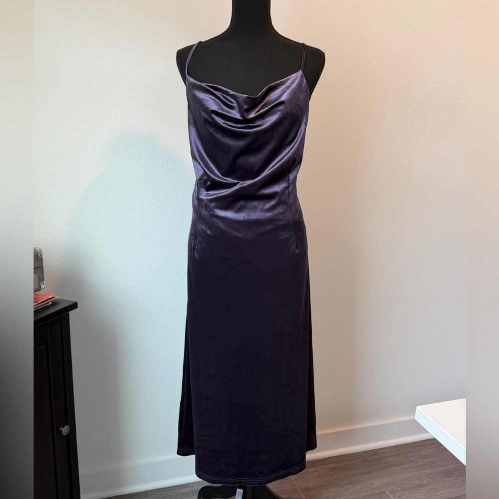 Mystree Deep Purple Satin Midi Dress
